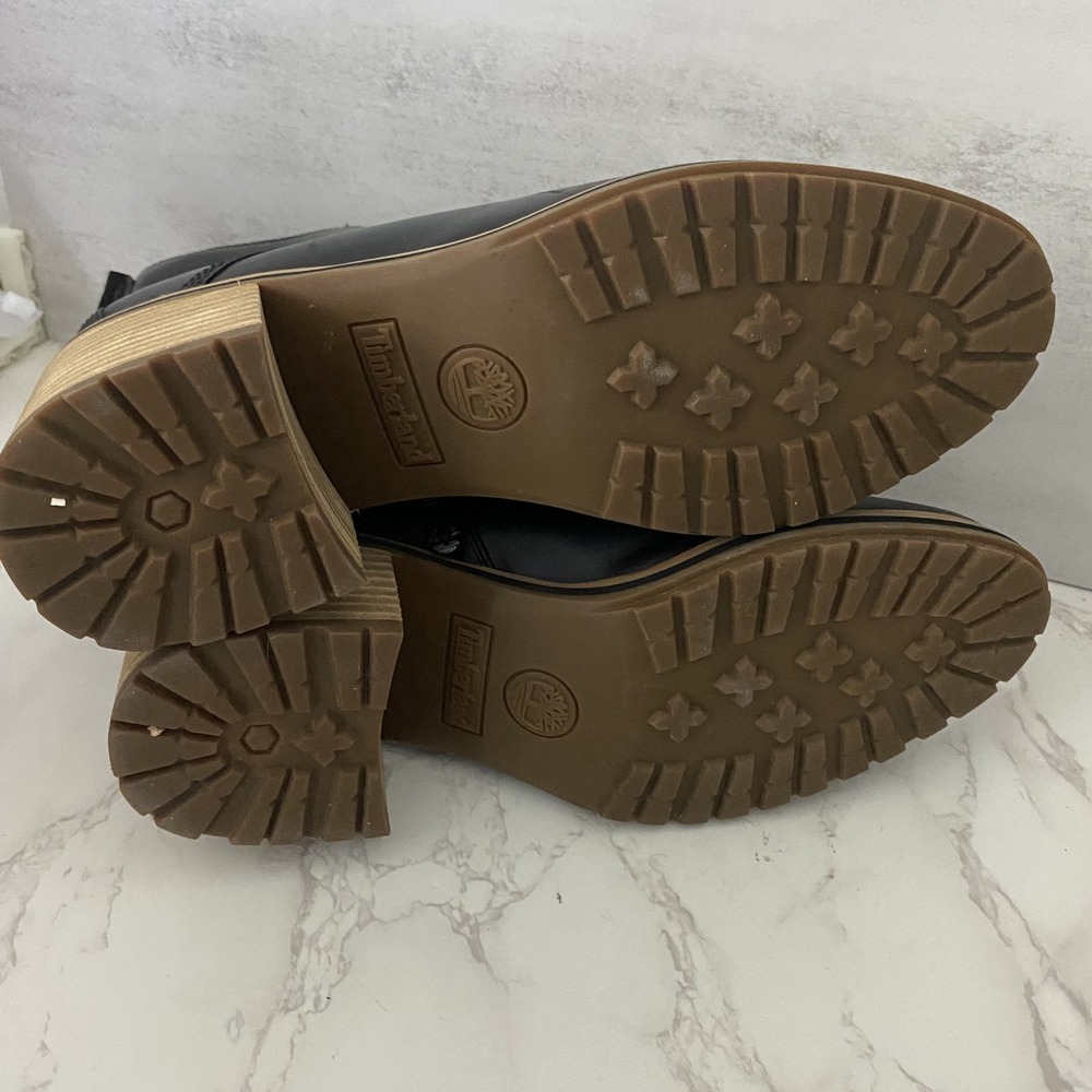 Timberland Sienna High Lace-Up Waterproof Boots Sz 10 Black Leather Heeled - Picture 14 of 15